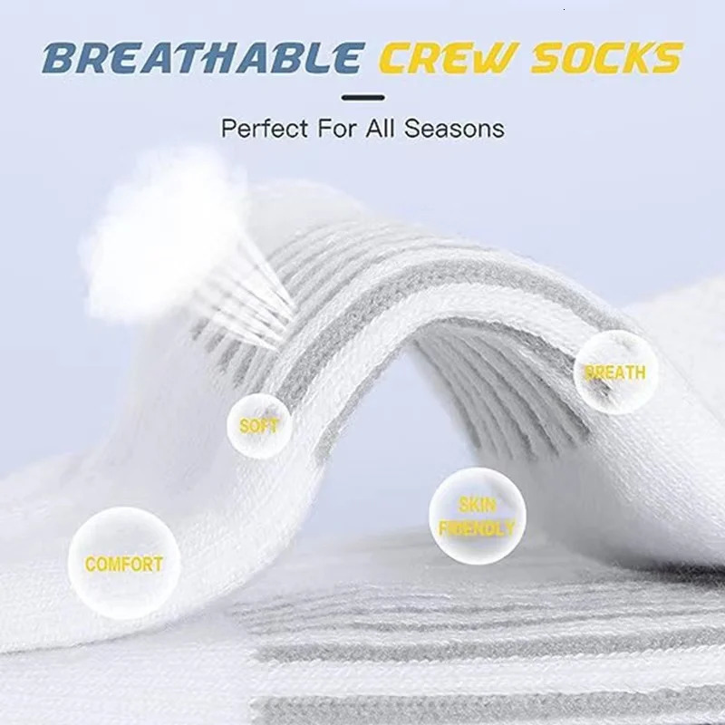 6 pairs Mens Solid Crew Socks Comfy Breathable Thermal Socks for Winter Autumn 251017