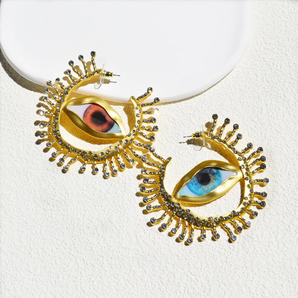 Exaggerated Baroque Style Alloy Big Eyes Hoop Earrings For Women Fashion Jewelry Vintage Ethnic Ears Accessories Arrival 251016