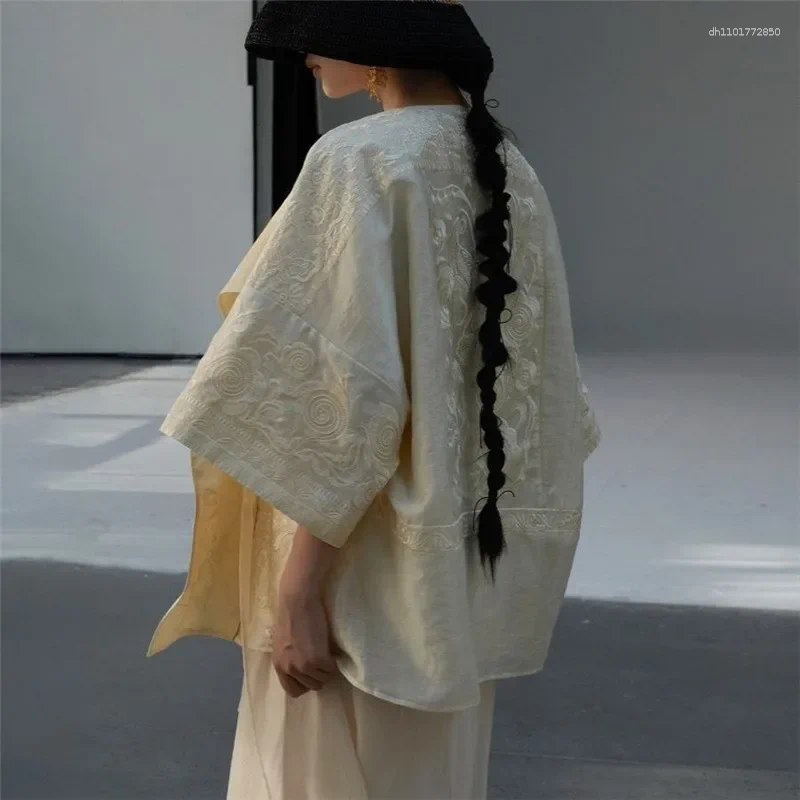 Women's Jackets 2025 Summer Retro Solid Embroidery Jacket Women High-end Square Neck Female Clothing Chinese Style Loose Lace-up Coat