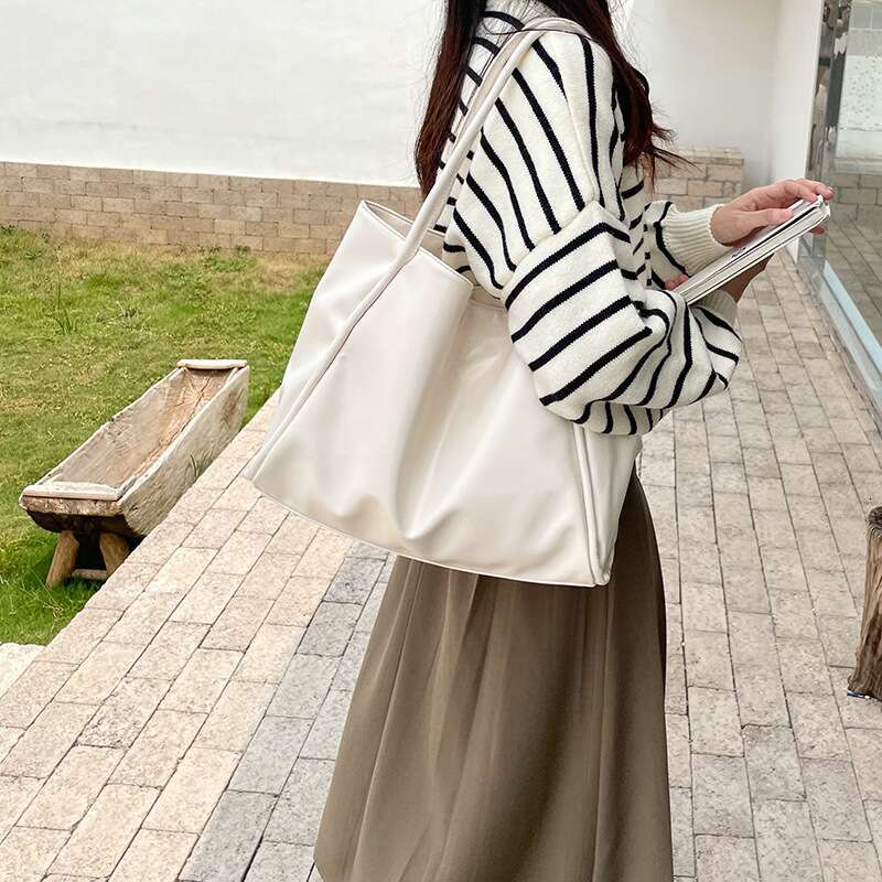 New Korea Style Big Shoulder Tote Bag Simple Design Large Capacity Girl Women Casual Shopping Underarm Bag