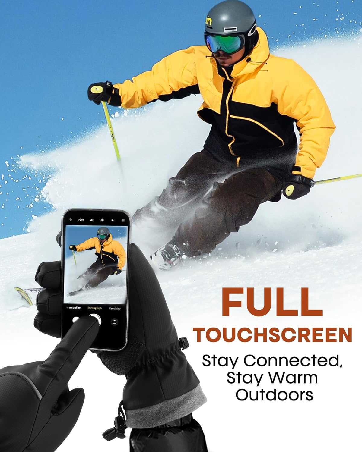 Winter Gloves for Men Women Windproof Waterproof Cold Weather Full Touchscreen Warm Ski Snow Fleece Lined Z251017
