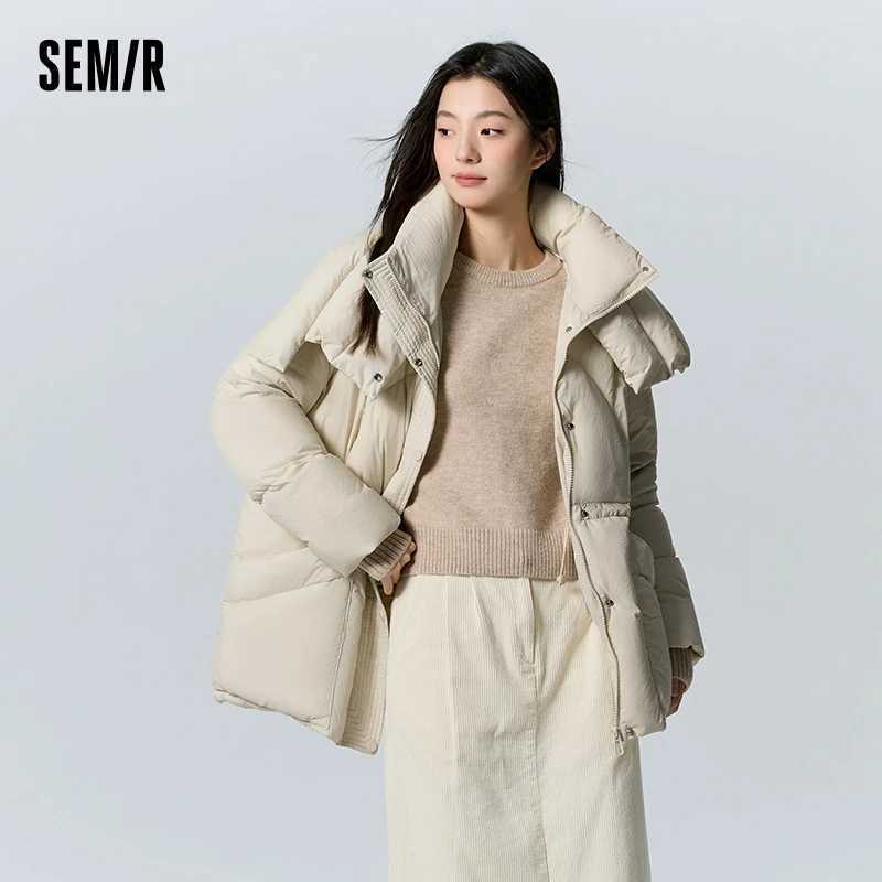 Semir Down Jacket Women Medium Length Loose 2023 New Textured Warm Winter Wear W251016