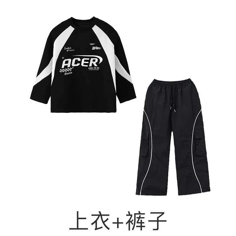 Childrens Teen Boys Girls Streetwear Hiphop Sweatshirt Cargo Pant Sets Tracksuits Performance Clothing Kids Tshirt Trousers C251017