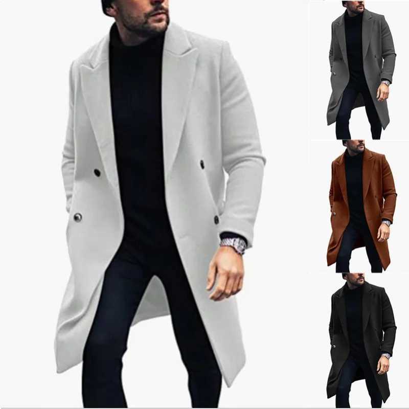In Stock plus Size Autumn and Winter Woolen Coat Mens Woolen Trench Coat J251017