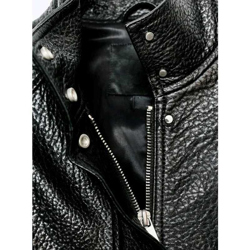 Fall New Womens High Collar Long Sve PU Leather Pilot Jaet Coat Commute Sle Loose Fit Polyester Fiber Zipper ClosureT251017