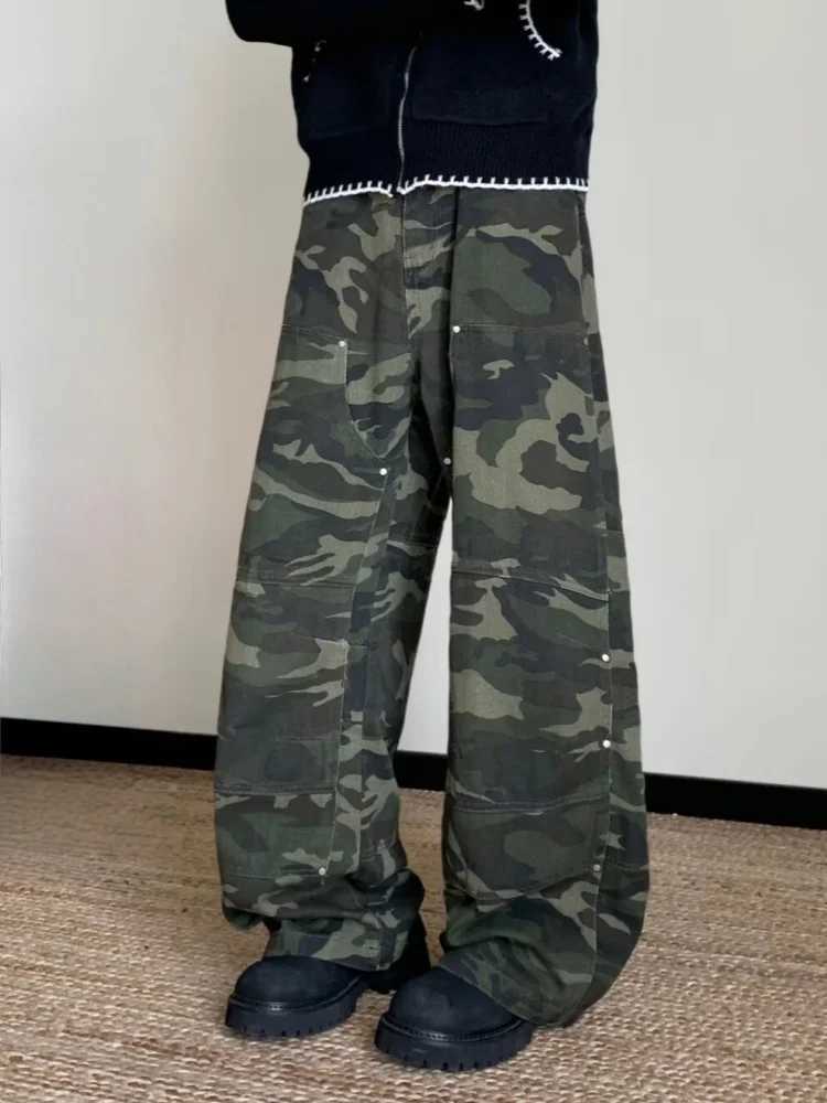 2025 Japanese Y2K Streetwear Camouflage Baggy Cargo Jeans Pants For Men Clothing Straight Casual Long Trousers Pantalones Hombre J251016