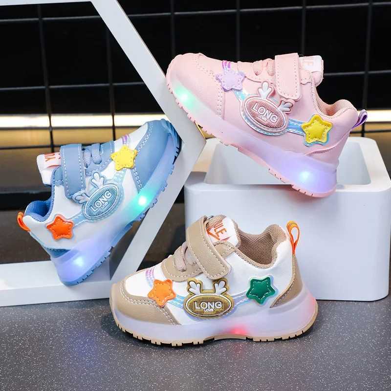 2025 New Arrival Boys Girls Kids Light Up Sneakers Waterproof Leather Sports Shoes Children Running ShoesT251017