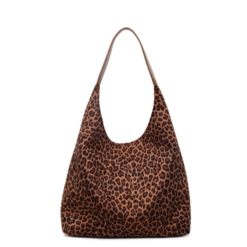 Elegant Ladies' Vintage Inspired Spacious Faux Leather Totes - Modern Classic Leopard Pattern