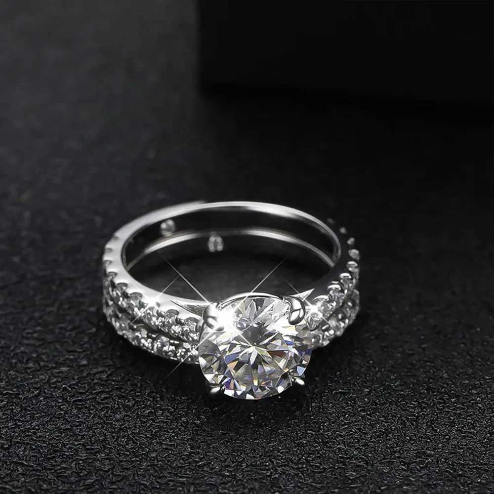 D VVS1 All Moissanite Row Rings Set For Women S925 Sterling Silver Plated 18K White Gold Diamond Ring Wedding Bands Fine JewelryW251017