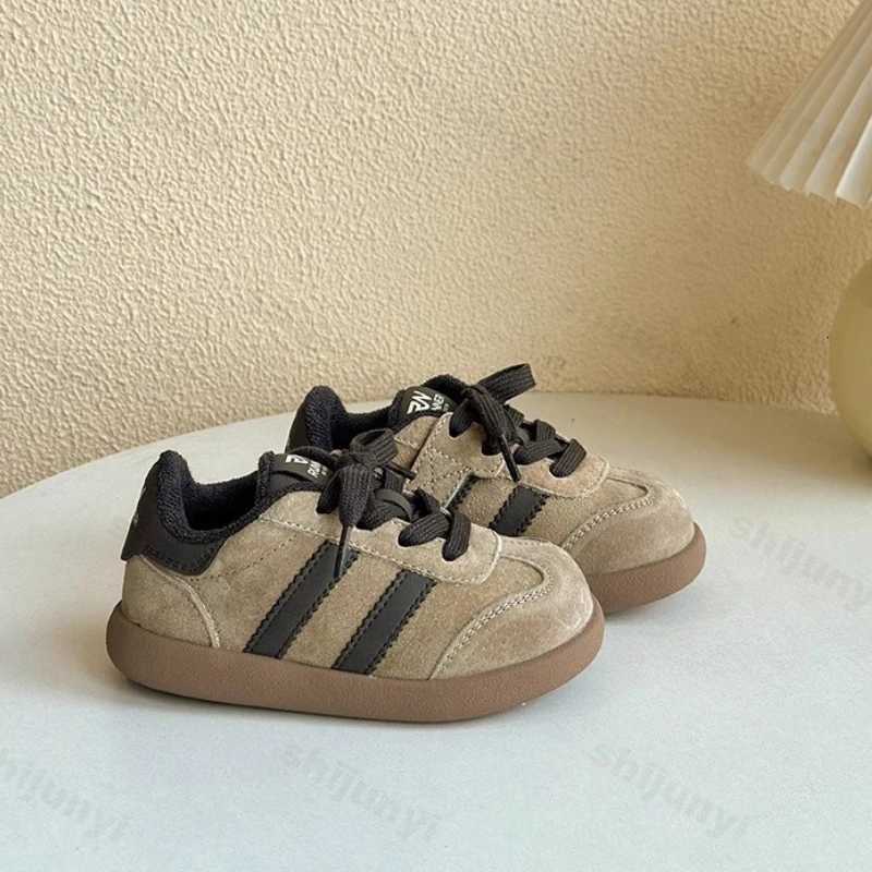 Childrens Casual Shoes 2025 Autumn Winter New Fashion Cross Tied Girls Flats Thicken Warm Comfortable Non Slip Boys SneakersT251017