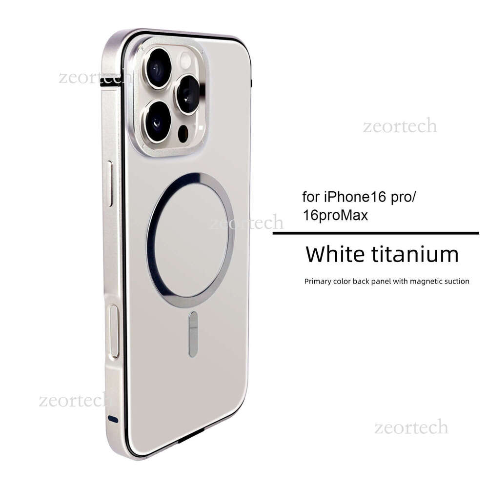 Compatible iPhone 16 Pro Max Original Color Phone Case with Metal Frame, Composite Back Panel, Magnetic Suction, and Shockproof Protection