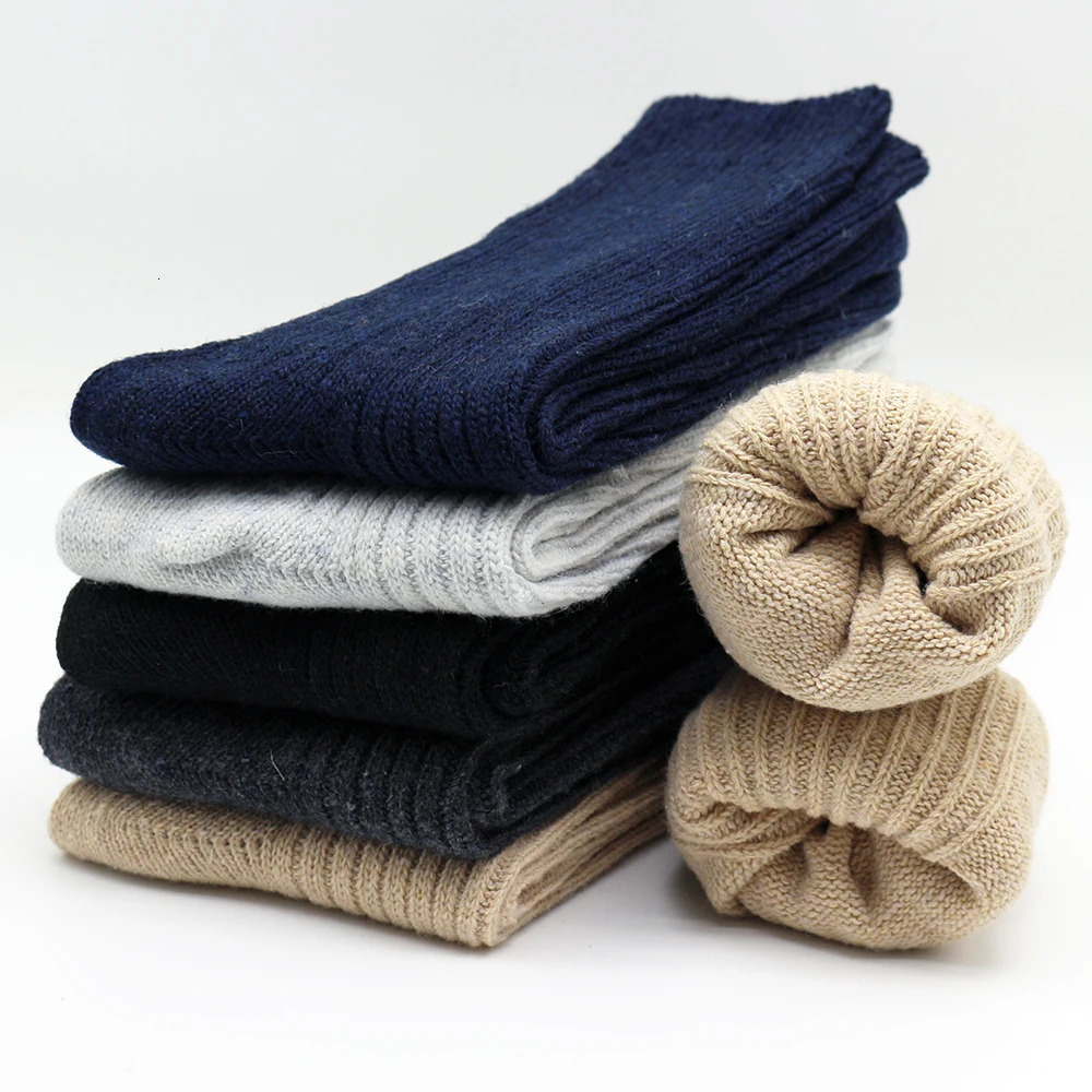 3 Pairs Mens Winter Thick Warm Wool Socks Harajuku Retro Merino Wool Business Casual Fashion Socks 251017
