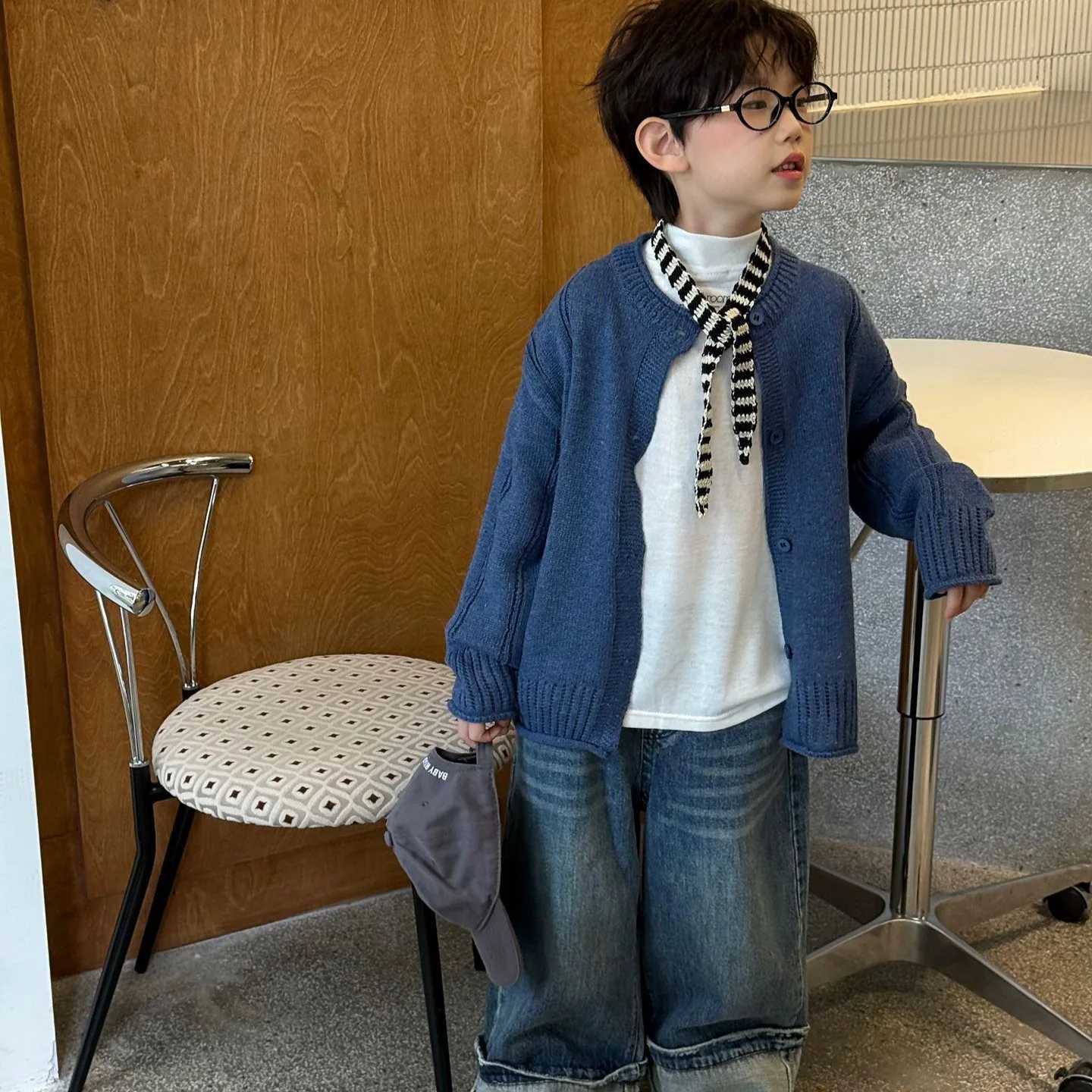 Children Clothing Boys Fashion Retro All Match Straight Leg Jeans 2025 Autumn New Boys Korean Style Simple and Loose JeansT251017