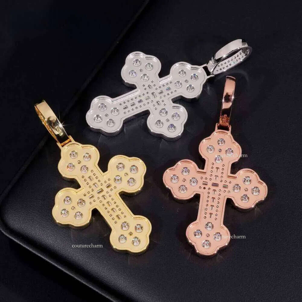 Custom tennis chain sterling sier vvs moissanite hip hop iced out jewelry fashion cross pendant 4mm 5mm Moissanite necklace free delivery