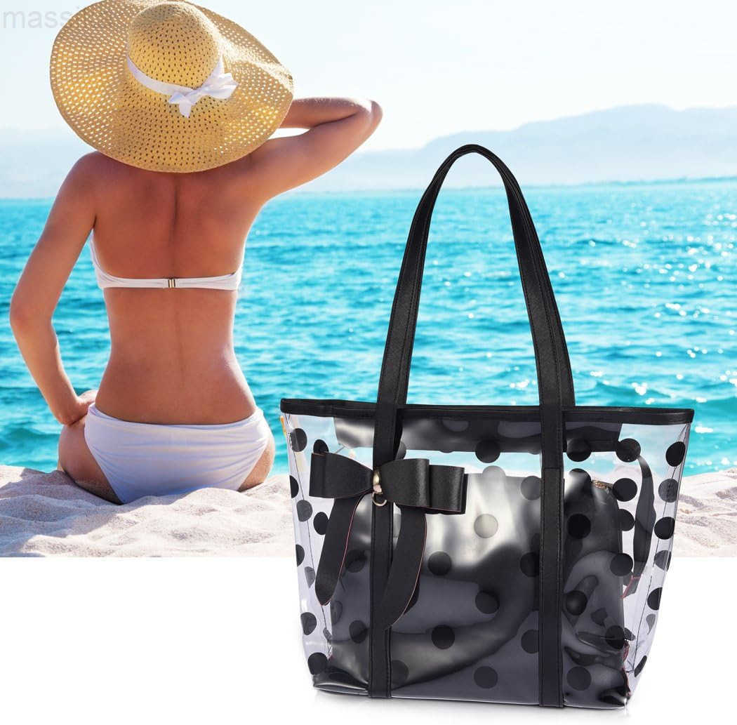 Womens Clear Tote Bags MultiUse Shoulder bag Handbag Beach bag Shopping Bag M251017