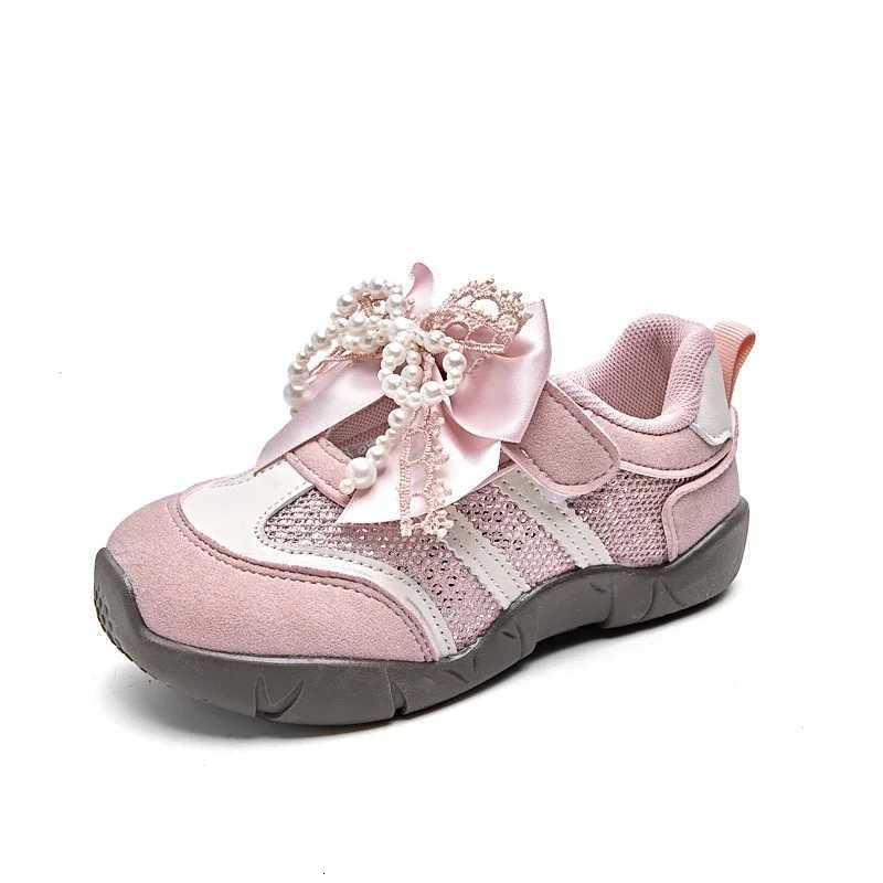 Girls Princess Shoes Big Bows Beading Children Sneakers Casual Mesh Breathable 2025 Brand New Kids Sports Shoes Hookloop SweetT251017