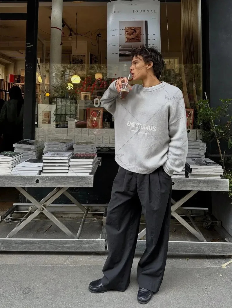 2025 American Casual Winter Loose Longsleeved Top Men Y2k Goth Hiphop Rock Letter Embroidered Oversized Tshirt Women 251017