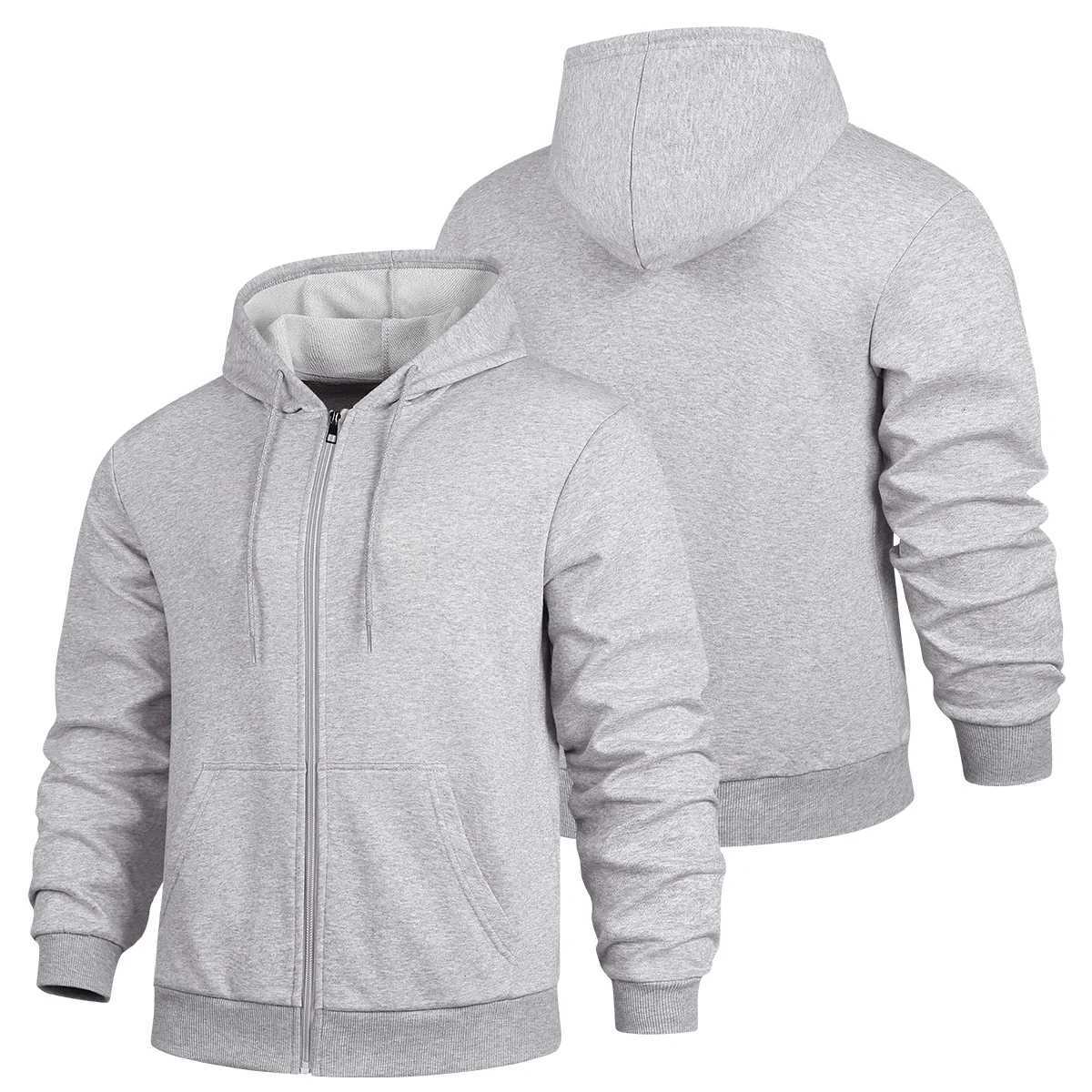 Mens autumn and winter hooded sweatshirt with drawstring and zipper simple and versatile suitable for daily work and sports Z251017