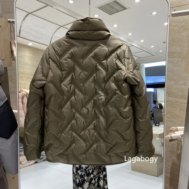 Lagabogy Autumn Winter Short Puffer Coats Womens Loose White Duck Down Jacket SingleBreasted Parka Female Warm Outwear 251011