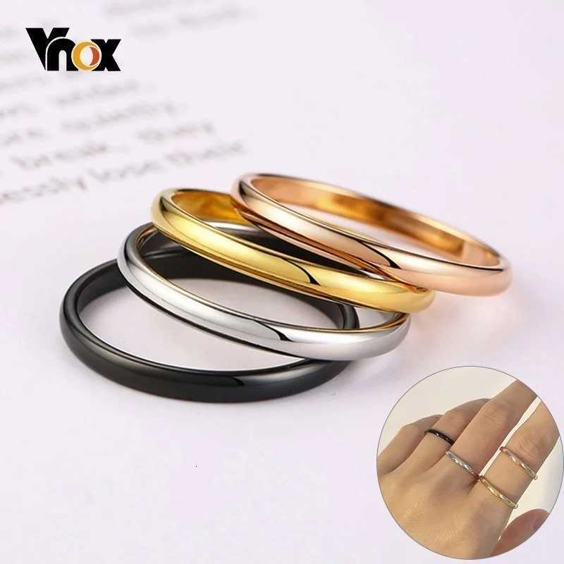 Vnox 2mm Thin Rings For Women Girl Solid Stainless Steel Minimalist Ring Set Elegant Party Tail Ring Extra Small Size 3 10W251017