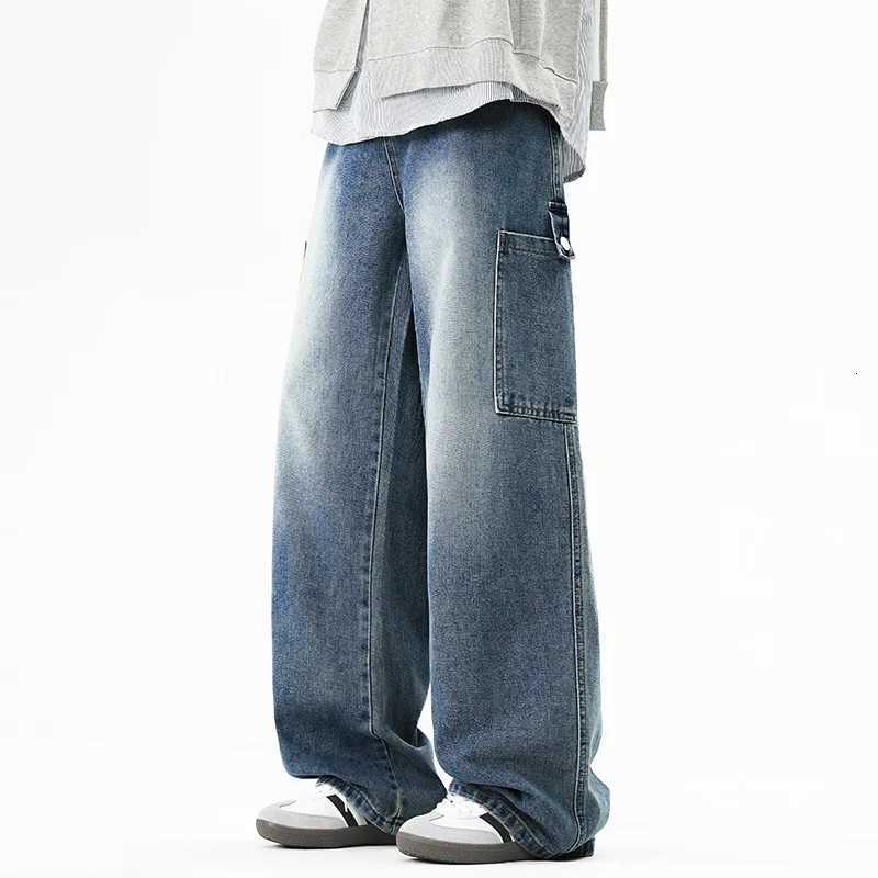 2025 1 Style Vintage Fashion Mens Casual Trendy Straight Wide Leg Washed Denim Trousers Male Cargo Jeans Pants Clothes1 D2510171