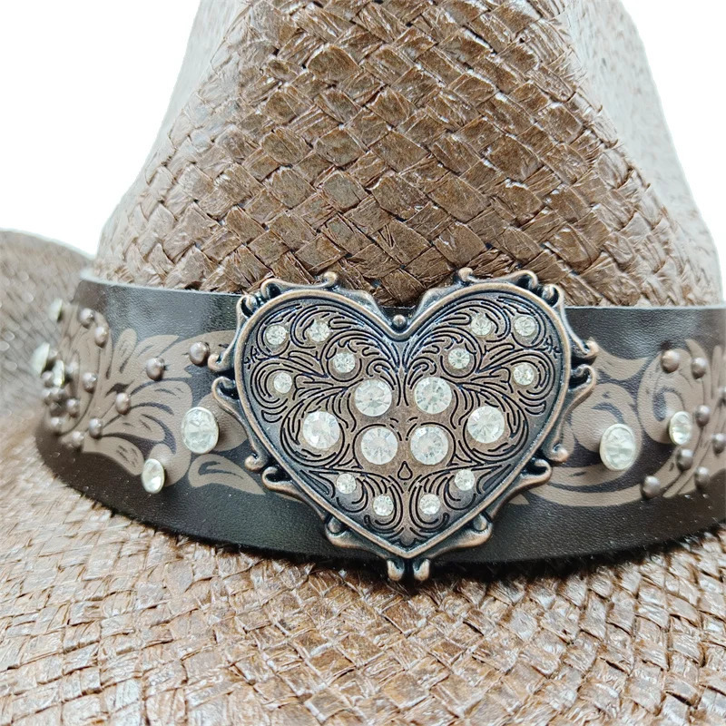 Summer Cowboy Hat Sun Shade Hat Black Summer Thickened Sun Shade Hat Cowboy Straw Hat Mens and Womens Beach 251015