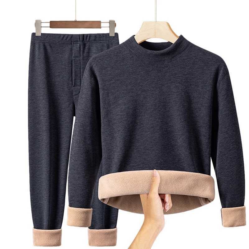 Basic Mens Winter Thermal Underwear Casual Soft Elastic Autumn Thickened Set for Men Black Thermal Clothing Plus Size 8XL 7XL H251017