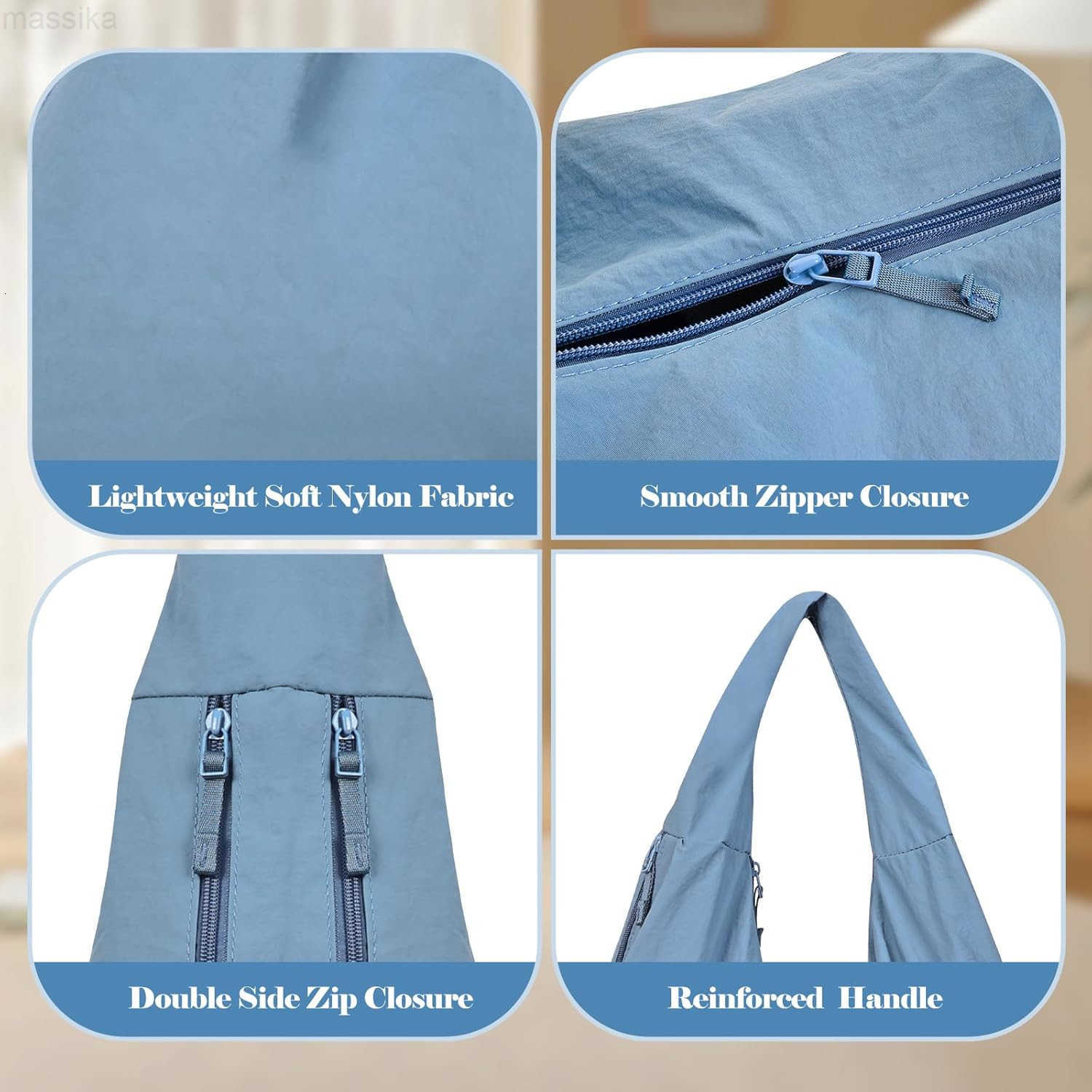 Tote Bag Multipockets Nylon Purse Large Hobo Bag for Women Solid Color Crescent Handbag M251017