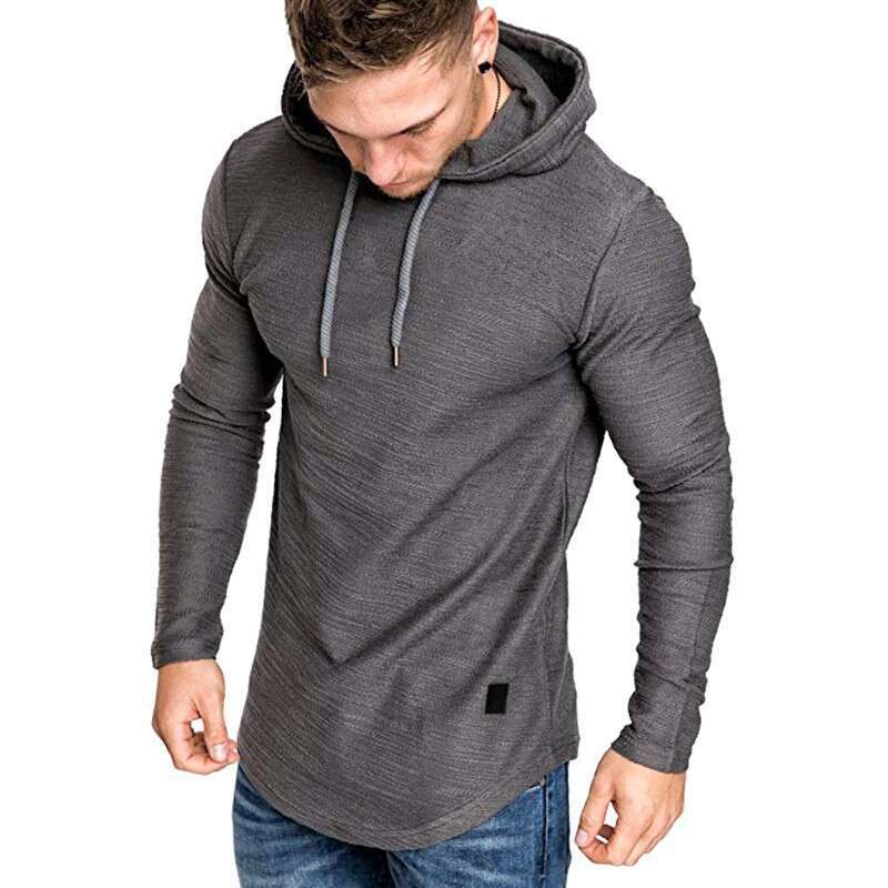 American High Street Fashion Brand Hooded For Men, Summer Loose Casual Raglan Long Sleeve European Size Men's T-Shirt Jacket B5