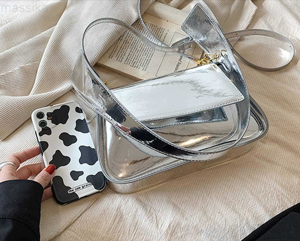 Y2K Womens Silver Evening Hobo Tote Handbag Satchel Clutch Crossbody Bags M251017