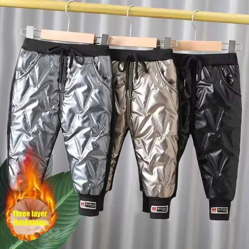 Korean version childrens jeans winter girls with plush thick High waist elastic cartoon printed jeans babies warm pants16YT251017