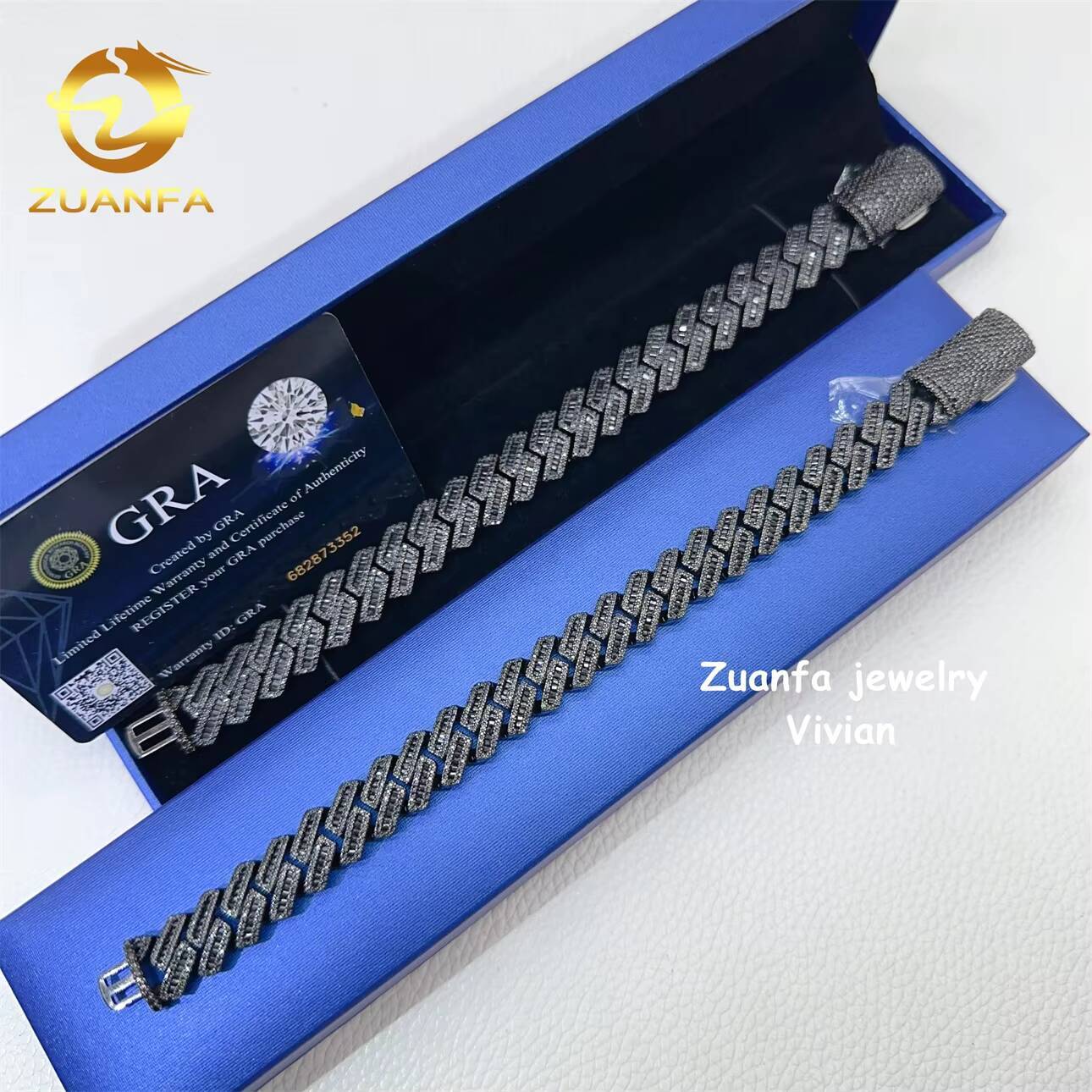 moissanite bracelet Vvs Moissanite Hip Hop Jewelry GRA Certificated 20mm Iced Out Silver 925 Diamond Bracelet Cuban Link Chain