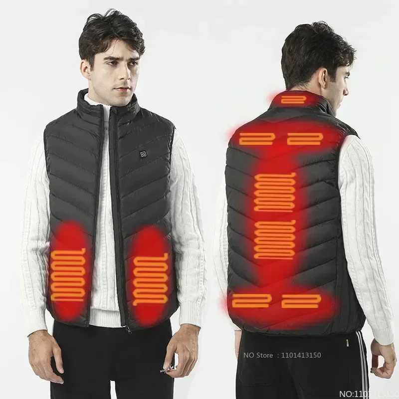 23PCS Heated Jacket Fashion Men Women Coat Intelligent USB Electric Heating Thermal Warm Clothes Winter Heated Vest Plussize H251017