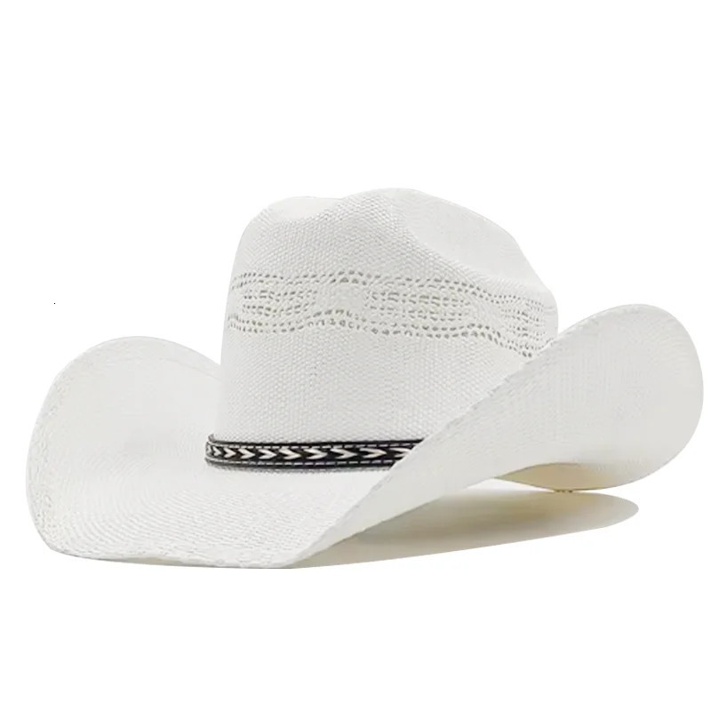 Mens Vintage Western Cowboy Hat Handmade Straw Weaving Beach Sun Hat Gentleman Cowgirl Jazz Hat Sombrero Hombre 251015