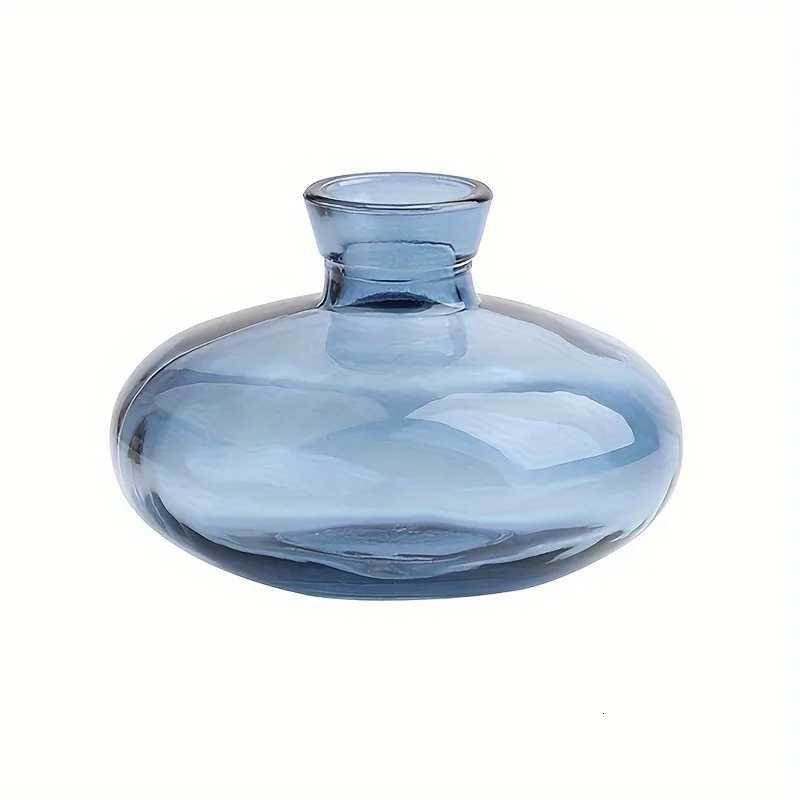 Small Glass vase Transparent Creative hydroponic Dried Flower vase Colorful ThreePiece Set of Decorative Ornaments Blue C251017