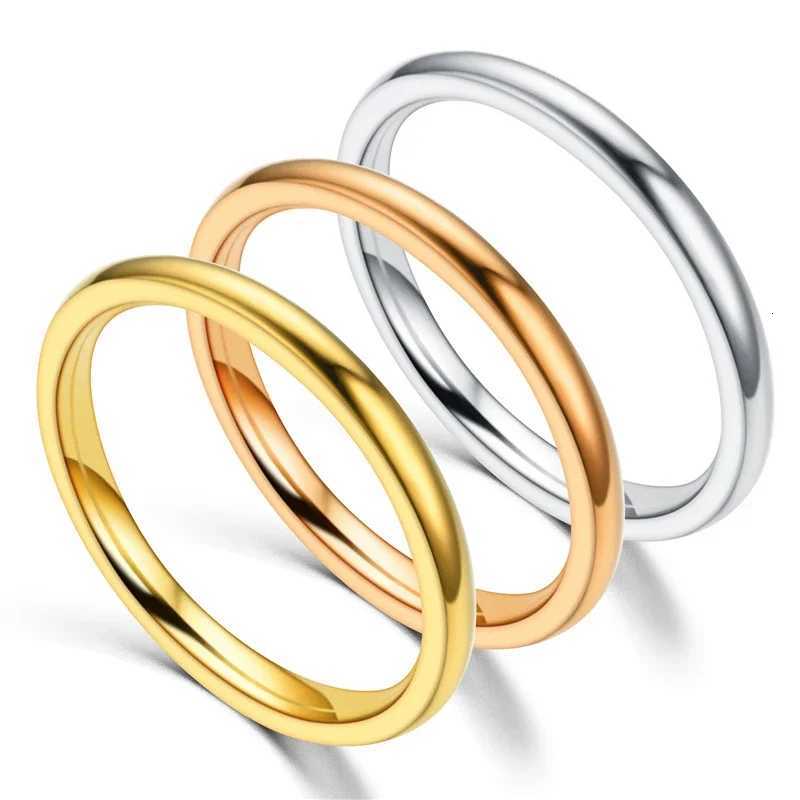 2024 New 1mm Simple Stainless Steel Circle Rings for Women Fashion Super Fine Girls Engagement Ring Jewelry Accessories GiftsW251017
