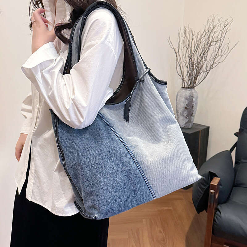 Casual Large Capacity Denim for Women 2025 New Spring Designer Bags Commuter Versatile Shoulder College Student Tote Bag