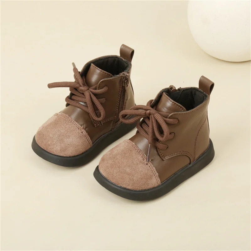 Spring Baby Shoes Leather Toddler Boys Ankle Boots Rubber Sole Infant Shoes Fashion Little Girls Boots 1525 251015