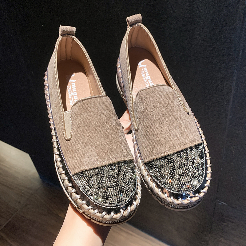 Luxury Diamond Designer Women's Casual Shoes Fashion Versatile Loafers Casual Thin Bottom Rhinestone Round Toe Flats Anti slip walking shoes Zapa
