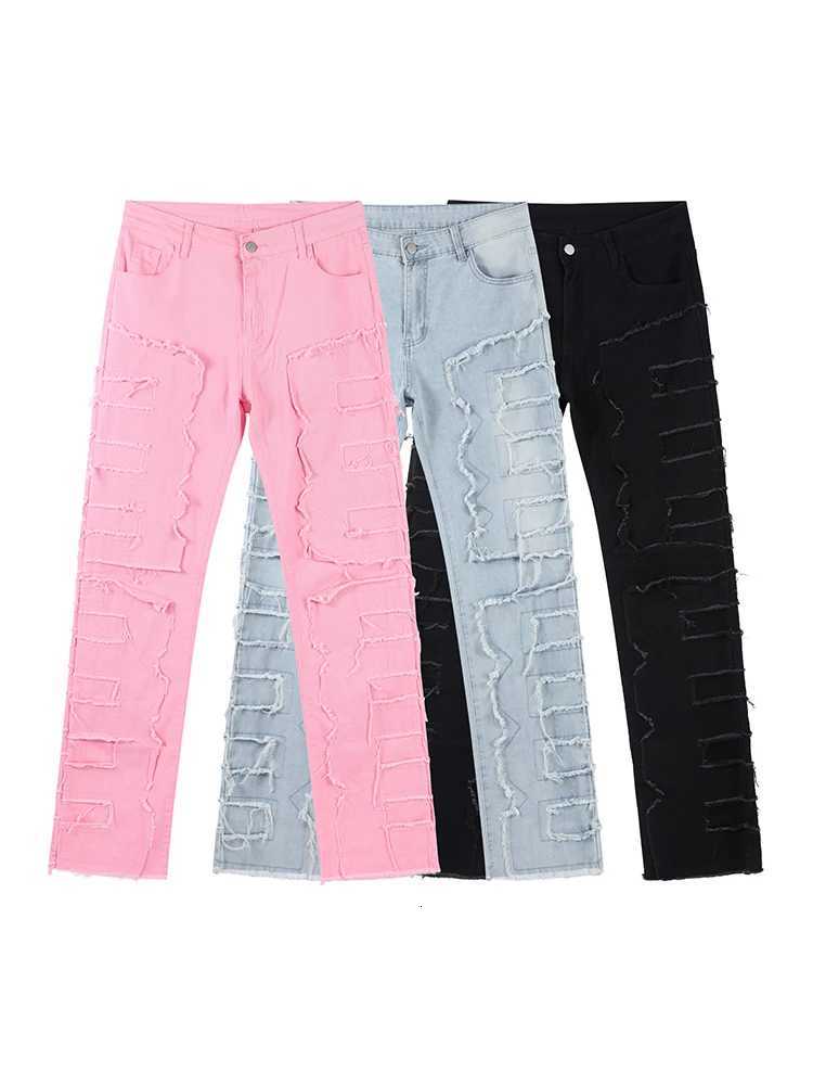 Y2K Mens Old Ripped Jeans Slim Fit PaTCh StreTCh Blue Black Pencil Denim Pants 2025 Autumn Harajuku Streetwear Y251105