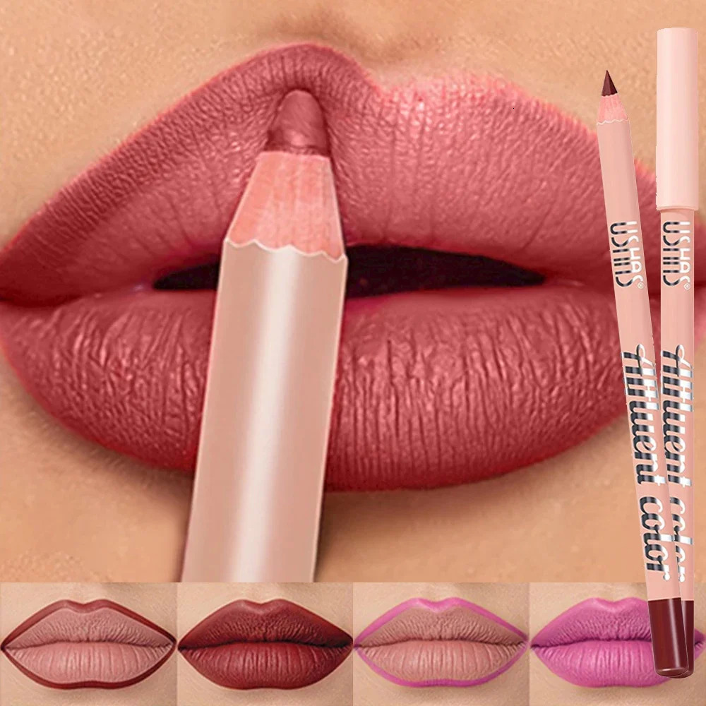 Fine Slim Lip Pencil Waterproof Easy To Color Matte Pink Purple Longlasting Waterproof Non Stick Cup Pigment Sexy Lip Cosmetics 251014