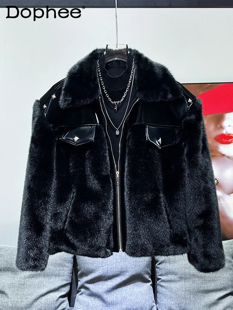 Highend Leather Jacket Mens Autumn Winter Handsome Lapel Collar Padded Cotton Mink Hair Thickened Fur Coats 251017