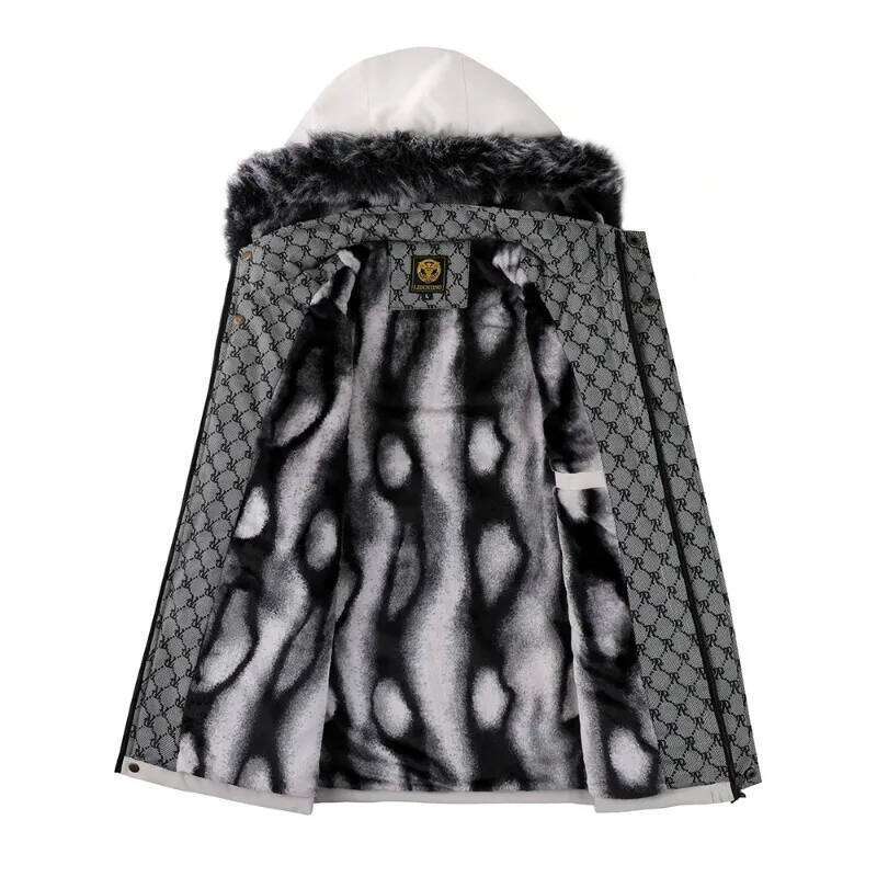 Men's Fall Winter Casual Trend with The Hooded Jacket Windproof Warm Padded Cold Pure Color Simple Down Cotton Clothing