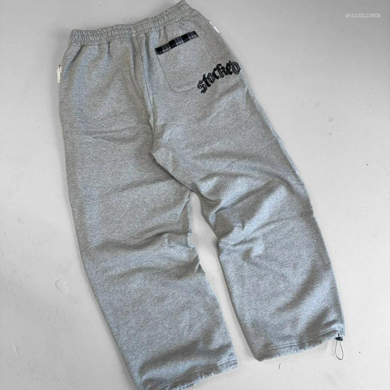Men's Pants Y2k Stocked Plaid Joggers Gothic Letter Embroidery Unisex Retro Sweatpants Hip-Hop Harajuku Streetwear Casual