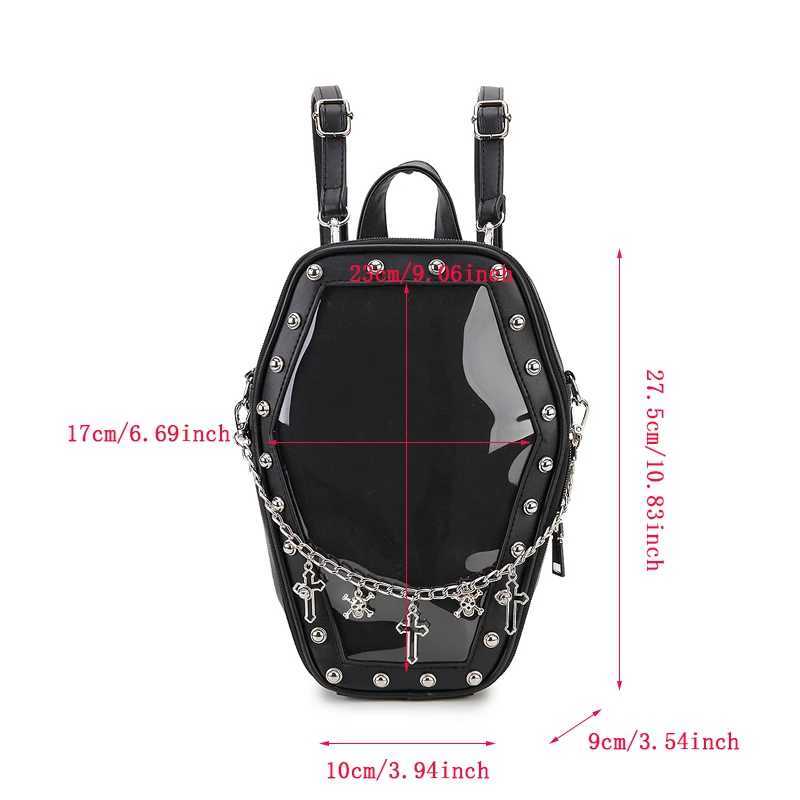 Bat Wings Ita Backpack Enamel Pin Display Shoulder Bag Goth Pin Collector Female Small Clear School Bag Punk Ita Purse Bag Z251017