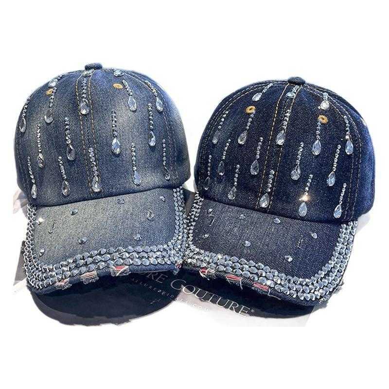 2025 New British Style Denim Embellished Casual FaceSlimming Adult Womens Baseball Cap Fashionable Stylish Duckbill Hat W251017