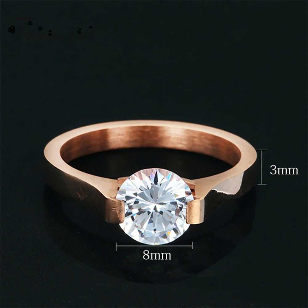 FairLadyHood New Fashion 316L Stainless Steel Rings Shining Crystal Men Women Wedding Engagement Rings 3 Colors AvailableW251017