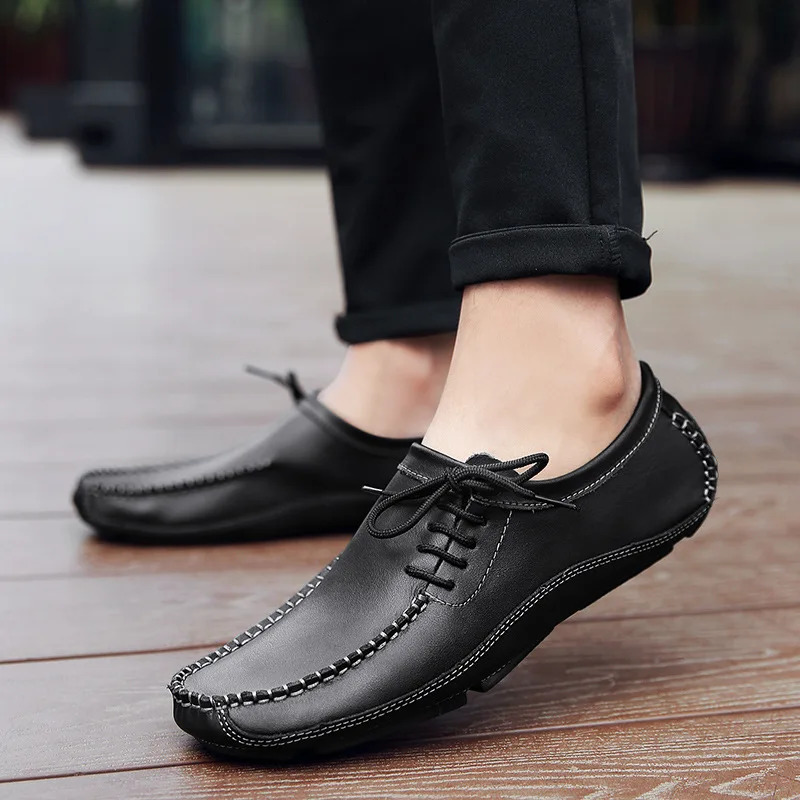 Genuine Leather Men Casual Shoes Fashion Loafers ly High Quality Handmade Boat Shape Driving Shoes Man Zapatos De Hombre 251013