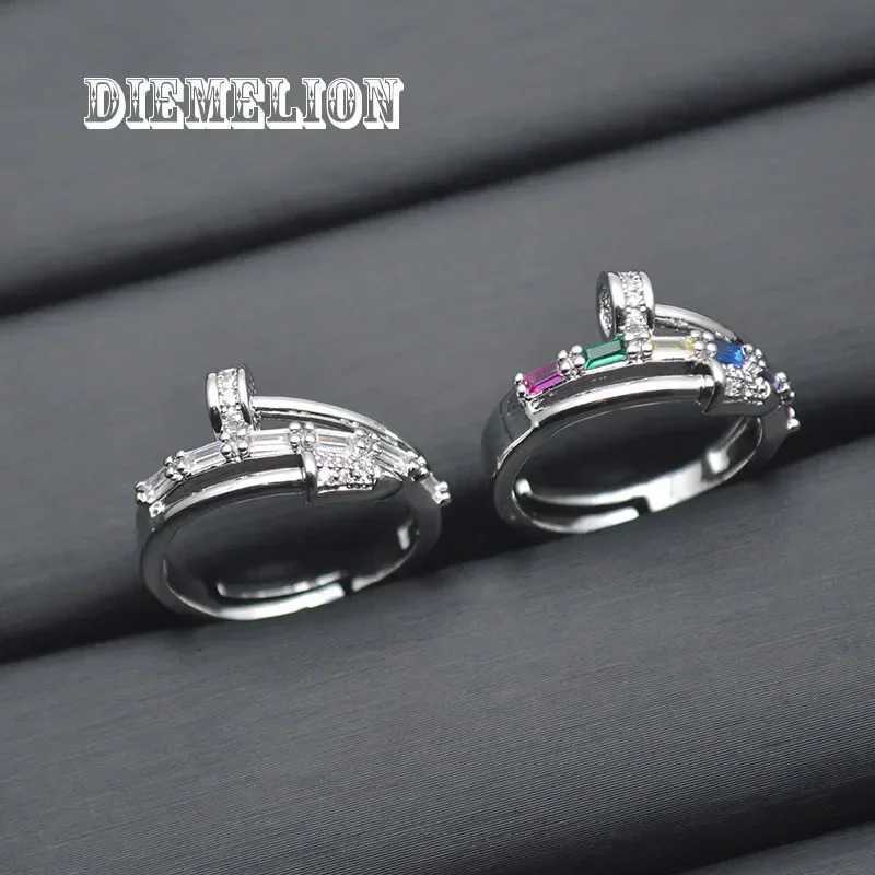 GoldSilver Plated Trendy Multilayer Screw Nail Ring for Women Rainbow AAA Zircon Open Adjustable Ring Daily Simple Jewelry Z251017