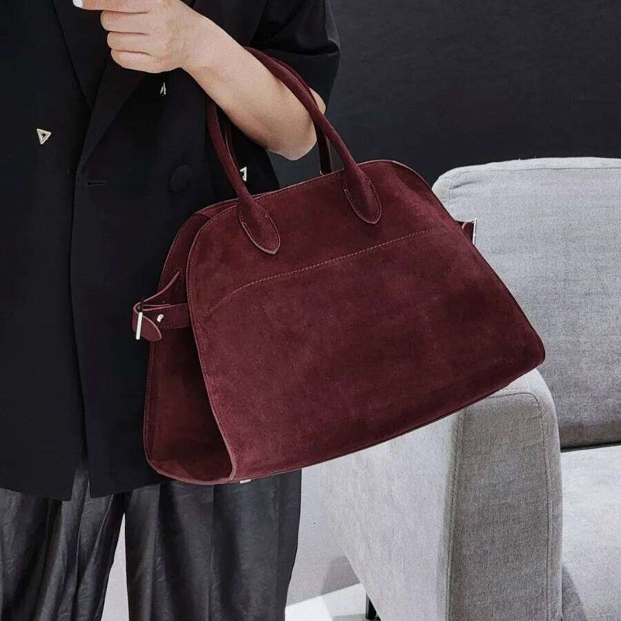 New Shoulder Handbag Suede Tote Large Capacity Messenger Women s Autumn and Winter Cowhide Commuter Bag